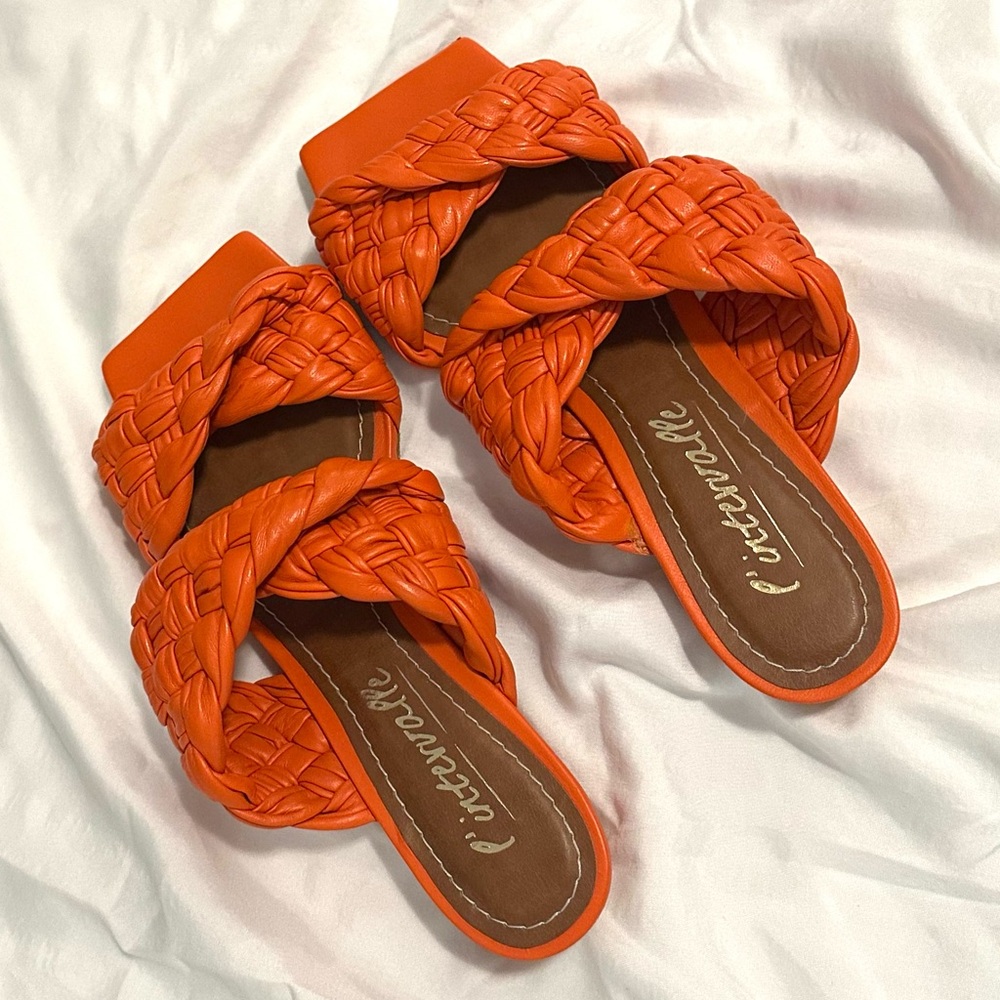 L’Intervalle Dazur Leather Sandals, Orange, size 38